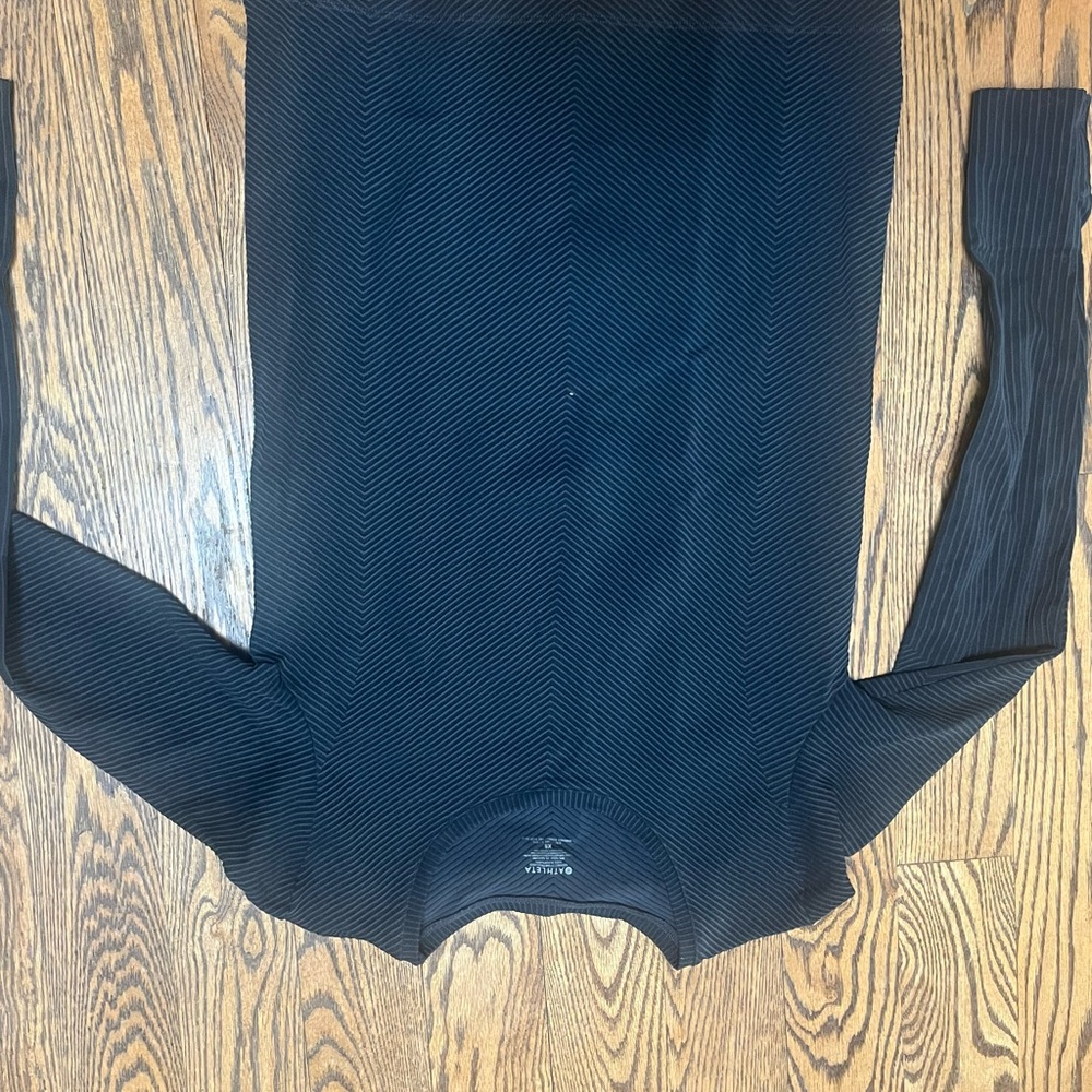 Athleta Black Ribbed Long Sleeve Top